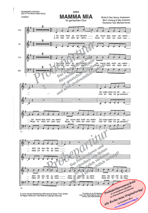 Chornoten: Mamma Mia (vierstimmig)