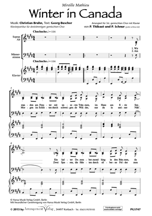 Chornoten für Frauenchor: Winter in Canada 