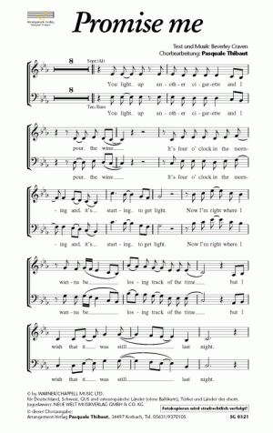 Chornoten für gemischten Chor: Promise me 