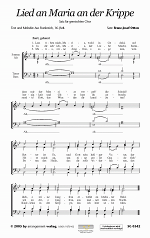 Chornoten für gemischten Chor: Lied an Maria an der Krippe 
