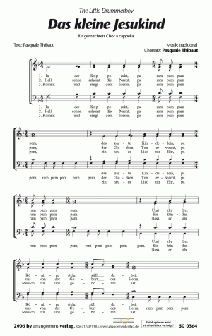 Chornoten für gemischten Chor: Das kleine Jesukind 