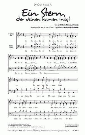 Chornoten Fur Gemischten Chor Ein Stern Der Deinen Namen Tragt Vierstimmig A Cappella
