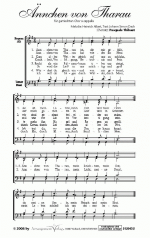Chornoten für gemischten Chor: Ännchen von Tharau 