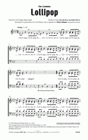 Chornoten für gemischten Chor: Lollipop 