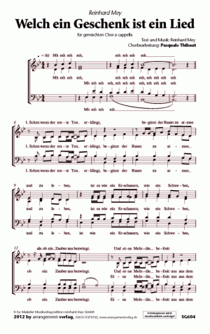 Chornoten für gemischten Chor: Welch ein Geschenk ist ein Lied 