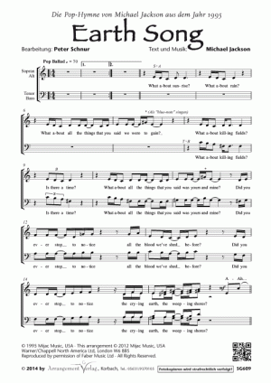 Chornoten für gemischten Chor: Earth Song 