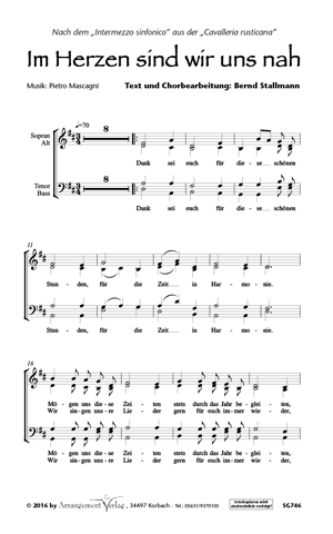 Chornoten für gemischten Chor: Im Herzen sind wir uns nah 