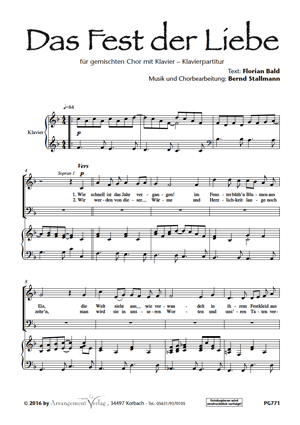 Chornoten für gemischten Chor: Das Fest der Liebe 