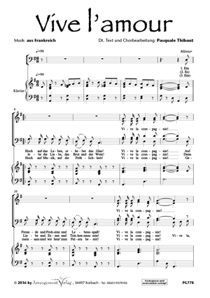 Chornoten für gemischten Chor: Vive l’amour 