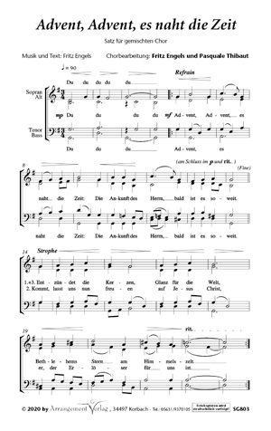 Chornoten für gemischten Chor: Advent, Advent, es naht die Zeit 
