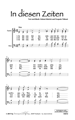 Chornoten für gemischten Chor: In diesen Zeiten 