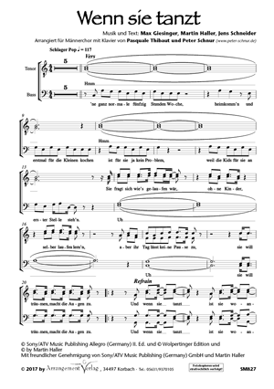 Chornoten für gemischten Chor: Wenn sie tanzt 