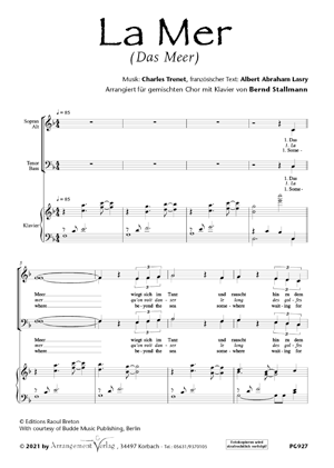 Chornoten für gemischten Chor: La Mer 