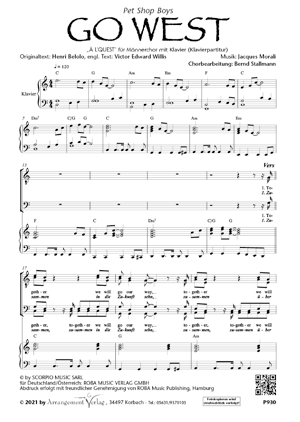 Chornoten für gemischten Chor: Go West 