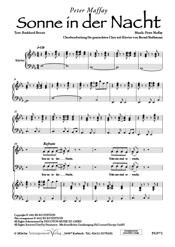 Chornoten: Sonne in der Nacht (Peter Maffay)