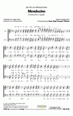 Chornoten für Männerchor: Mendocino 