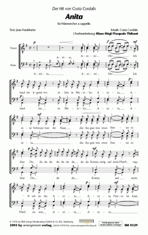 Chornoten für Männerchor: Anita 