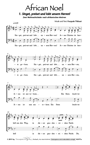 Chornoten für Männerchor: African Noel 