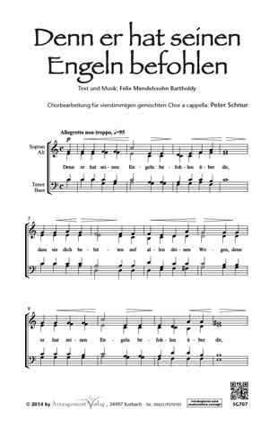 Chornoten für Männerchor: Denn er hat seinen Engeln befohlen 