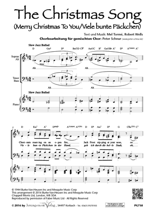 Chornoten für Männerchor: The Christmas Song (Viele bunte Päckchen …)