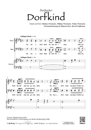 Chornoten für Männerchor: Dorfkind  