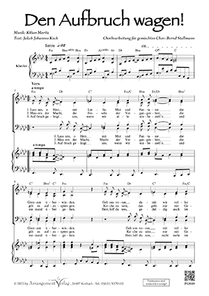 Chornoten für Männerchor: Den Aufbruch wagen