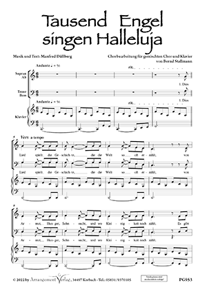 Chornoten für Männerchor: Tausend Engel singen Halleluja