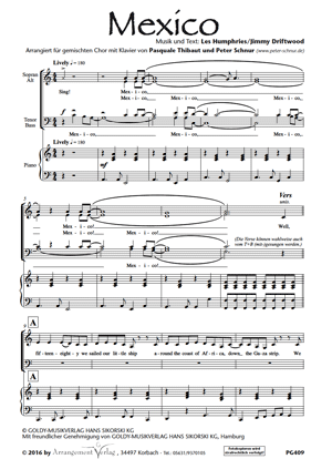 Chornoten für Männerchor: Mexico 