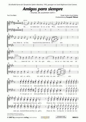 Chornoten für Männerchor: Amigos para siempre (Freunde, die zusammen stehn)