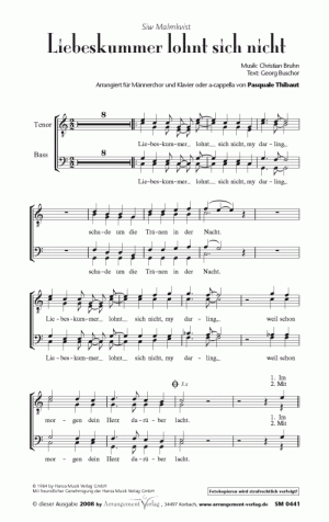 Chornoten für Männerchor: Liebeskummer lohnt sich nicht 