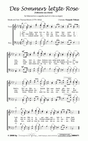 Chornoten für Männerchor: Des Sommers letzte Rose
