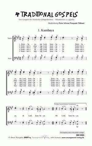 Chornoten für Männerchor: 4 traditional Gospels 
