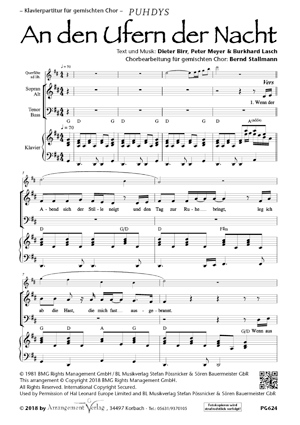 Chornoten für Männerchor: An den Ufern der Nacht 