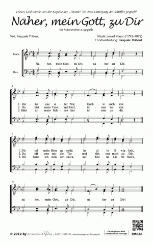 Chornoten für Männerchor: Näher, mein Gott, zu Dir 