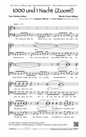 Chornoten für Männerchor: 1000 und 1 Nacht (Zoom!) 