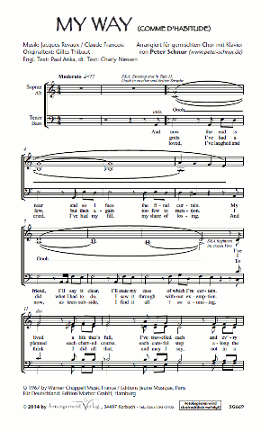 Chornoten für Männerchor: My Way (So leb dein Leben)
