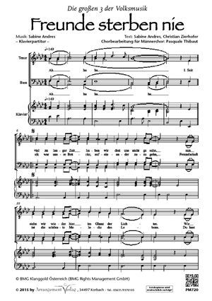 Chornoten für Männerchor: Freunde sterben nie 