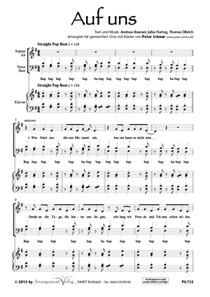 Chornoten für Männerchor: Auf uns! 