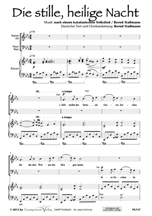 Chornoten für Männerchor: Die stille, heilige Nacht 
