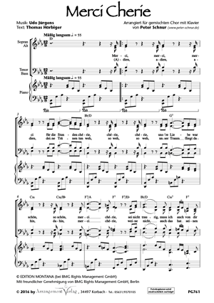 Chornoten für Männerchor: Merci Cherie 