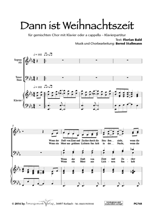 Chornoten für Männerchor: Dann ist Weihnachtszeit 