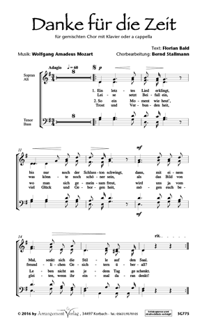Chornoten für Männerchor: Danke für die Zeit 