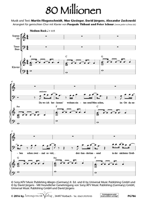 Chornoten für Männerchor: 80 Millionen 