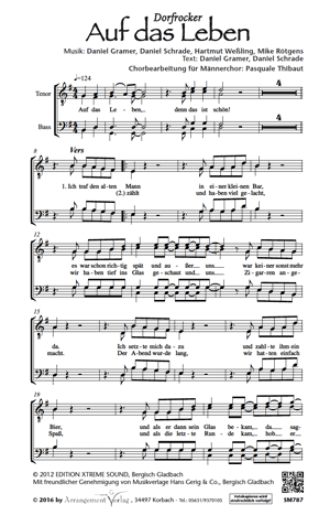 Chornoten für Männerchor: Auf das Leben 