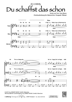 Chornoten für Männerchor: Du schaffst das schon! 
