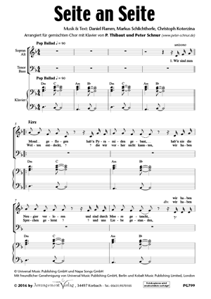 Chornoten für Männerchor: Seite an Seite 