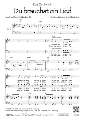 Chornoten für Männerchor: Du brauchst ein Lied 