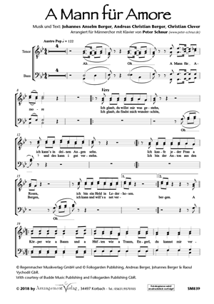 Chornoten für Männerchor: A Mann für Amore 