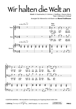 Chornoten für Männerchor: Wir halten die Welt an 