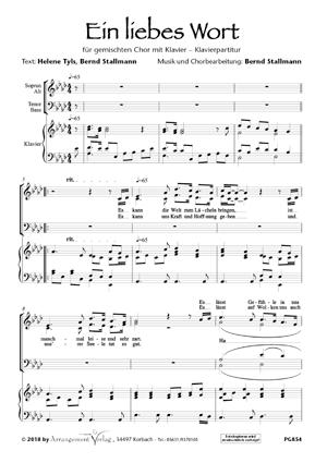Chornoten für Männerchor: Ein liebes Wort 